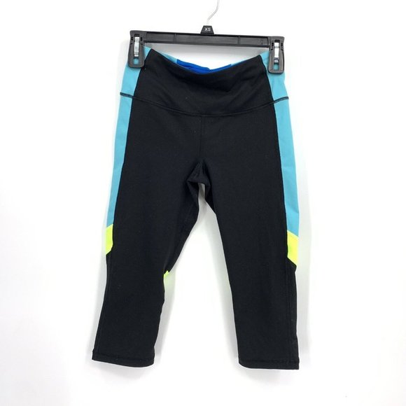 Victorias Secret SPORT VSX Knockout Crop Leggings Blue Black Colorblock Size XS - Picture 1 of 3